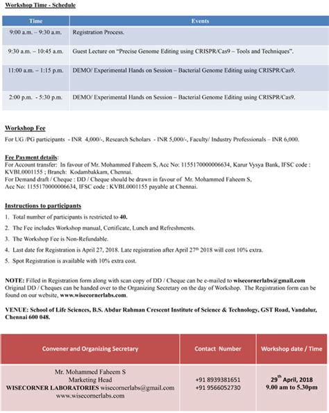 Workshop on the Genome Editing Tool, CRISPR/CAS9 - The Future of ...