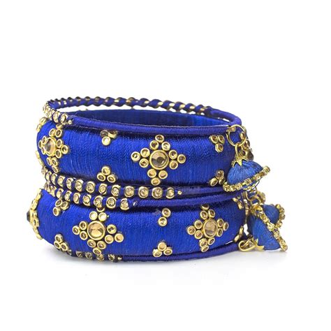 Traditional Thread Bracelet Set With Stones And Jhumki – BANGLES BY LESHYA