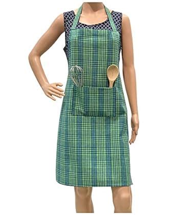 Buy PIXEL HOME DECOR Green Stripe Cotton Apron With Front Center Pocket ...