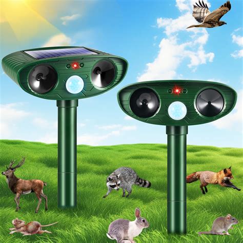 2 Pack 2025 Solar Ultrasonic Animal Repellent Outdoor Deer Repellent ...