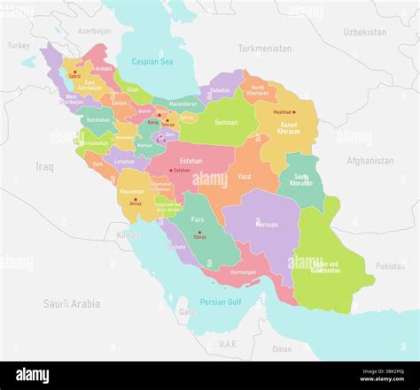 Map of Iran's provinces and major cities Vector illustration Stock Vector Image & Art - Alamy