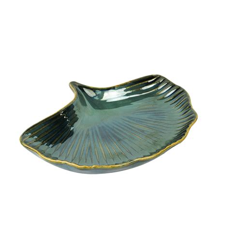 Buy Sea Shell Ceramic Serving Platter In Green Color - Artysta Gallery ...