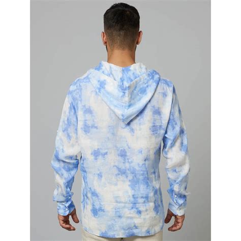 Celio* Tie Dye Regular Fit Linen Blue Shirt