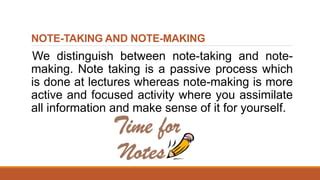 Image result for Note Making and Note Taking Difference