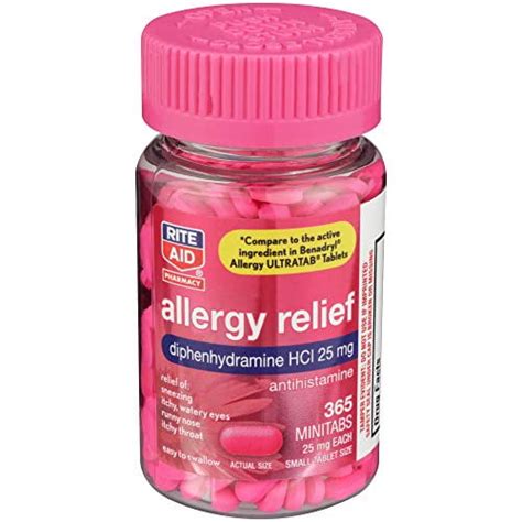 Rite Aid Rite Allergy Relief with Diphenhydramine 25 mg India | Ubuy