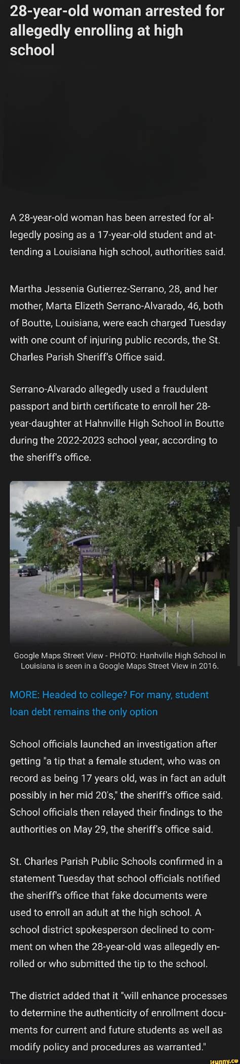 28-year-old woman arrested for allegedly enrolling at high school A 28 ...