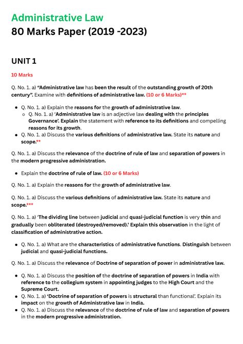 Administrative Law - No. 1. a) “Administrative law has been the result ...