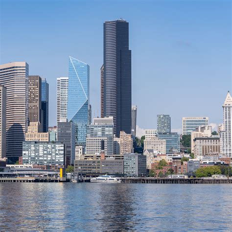 Download wallpaper 2780x2780 building, skyscrapers, river, ship ...