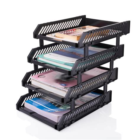 Vallaree Desktop Bookshelf Magazine Organizer Multi Compartment Plastic ...