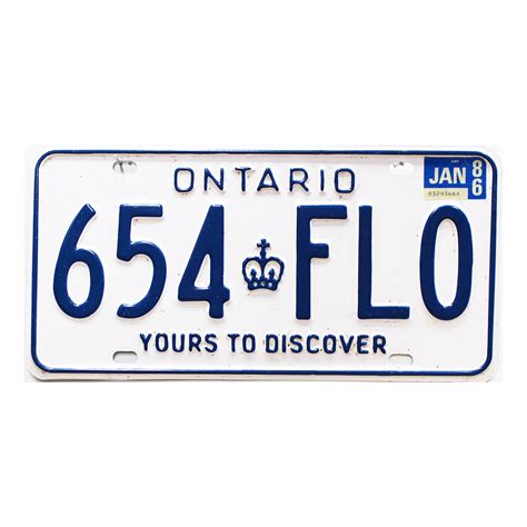 1986 Ontario #654FLO | Your Real Old License Plate Store