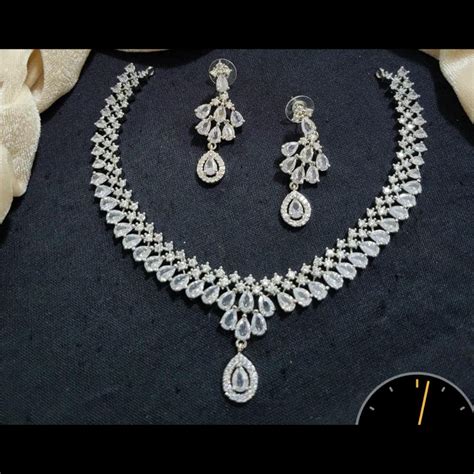 Kavita Art Silver Plated American Diamond Necklace Set – JewelEMarket
