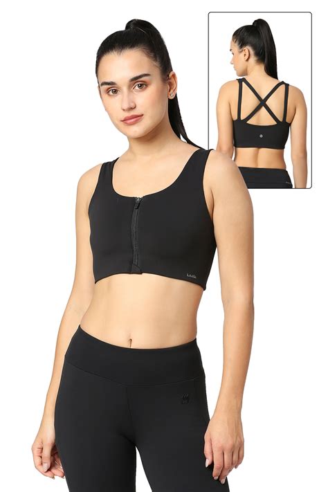 FRONT ZIP CROSS BACK GYM SPORTS BRA – Laasa Sports