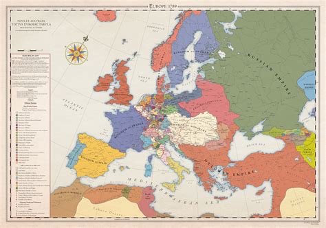 Historical map of Europe (1789) - Milhaud Maps