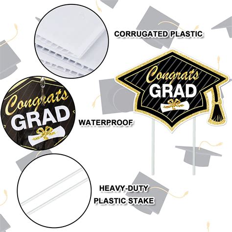 Buy Whaline 10Pcs Graduation Yard Signs with 20Pcs Stakes Grad Cap ...