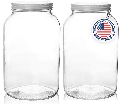 kitchentoolz 1 Gallon Wide Mouth Glass Jar with Airtight Lid – Large ...