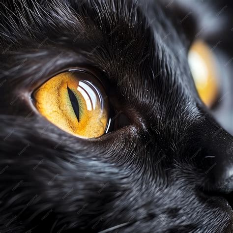 A black cat with yellow eyes and a black cats eyes | Premium AI ...