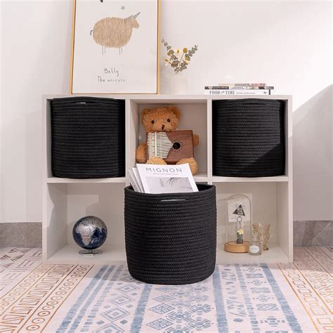 Buy voten Round Black Cube Baskets Bins 11x11’’for Cube Storage ...