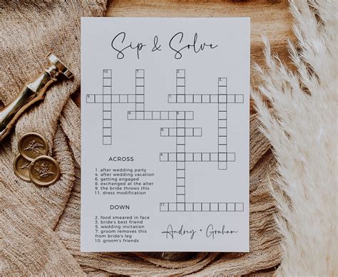 Wedding Crossword Puzzle Template, Sip and Solve, Bridal Shower ...