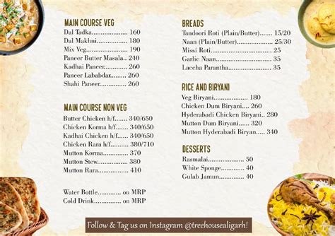 Menu at Tree House Restaurant, Aligarh