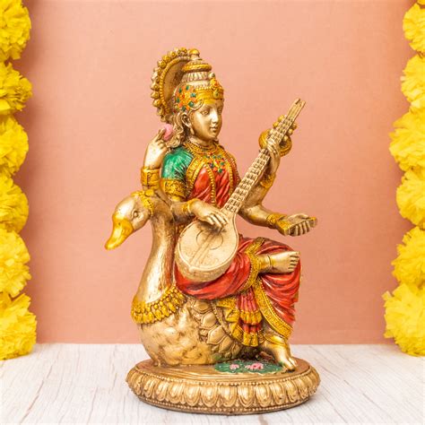 Resin Saraswati sitting on Hans Statue – The Advitya