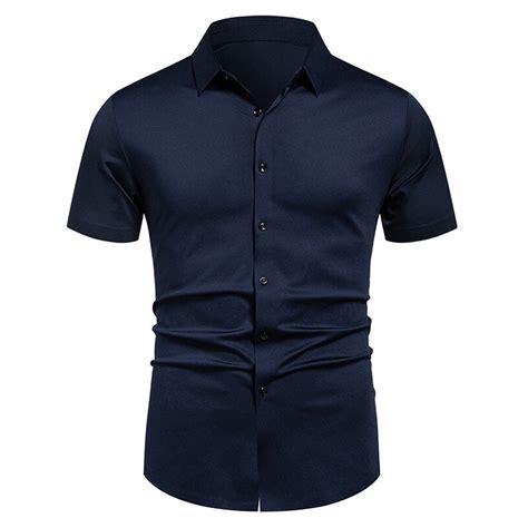 QingYiHua Mens Dress Shirts Short Sleeve Button Down Business Casual ...