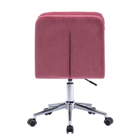 Buy Velvet Home Office Desk Chair on Wheels, Modern Upholstered Armless ...