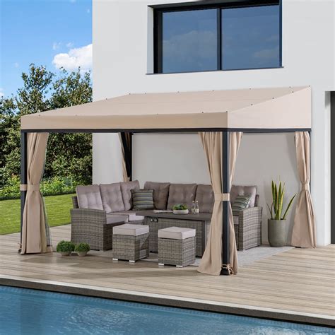 Sunjoy 10 x 12 ft Wall Mounted Gazebo with Weather Resistant Fabric ...