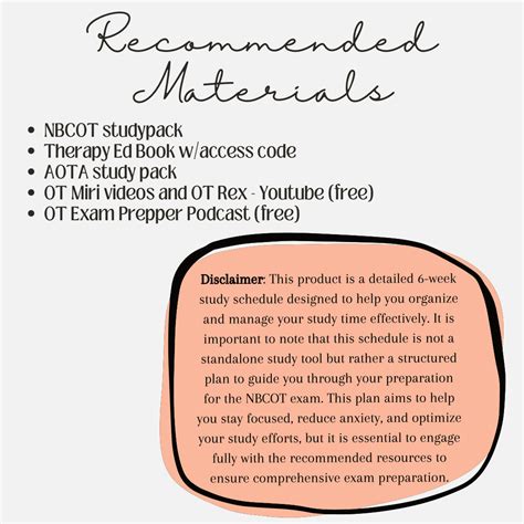 6 Week NBCOT Study Plan - Etsy