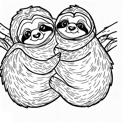 Cute Sloths coloring page - Download, Print or Color Online for Free