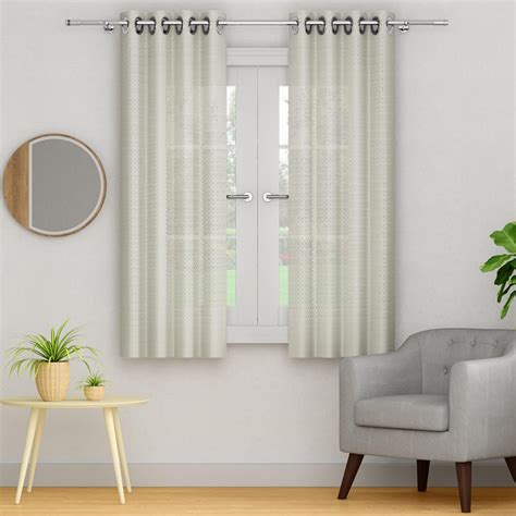 Buy PORTICO Reflections Curtains White Printed Window Curtains - 130 x ...