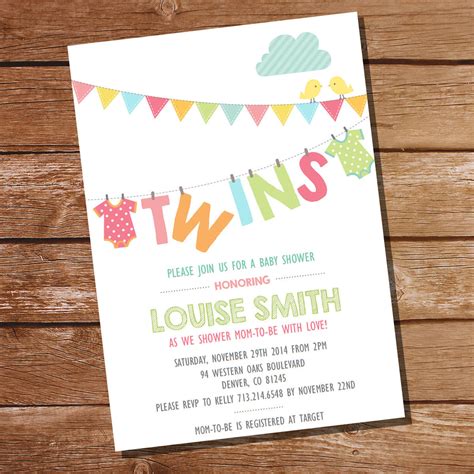 Twin Baby Shower Clothesline Invitation – Sunshine Parties