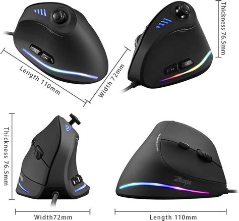 ZEERKEER Ergonomic Vertical Mouse, RGB Wired Vertical Gaming Mouse with ...