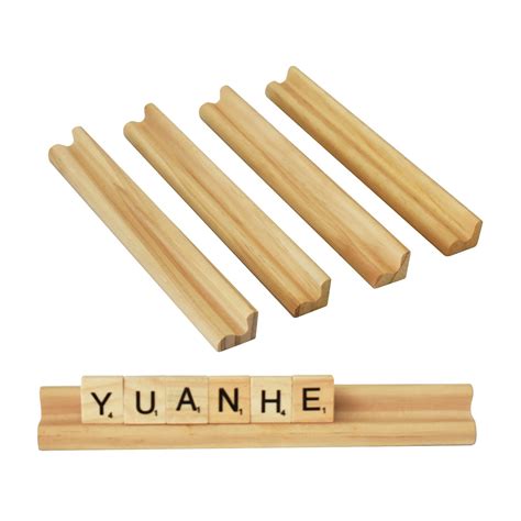Amazon.com: Yuanhe Scrabble Letter Tile Holders - Wooden Scrabble Rack ...