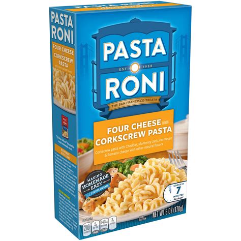 Pasta Roni Four Cheese Corkscrew Pasta, 6 oz Box, Quick & Easy Heat ...