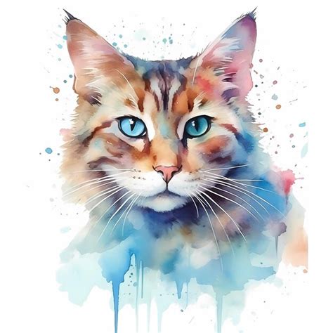 Cartoon kitten painted in watercolor for pet shop materials ai ...