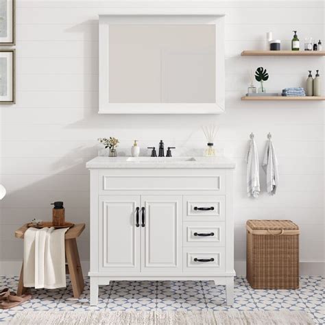 Hanover 36-in White Single Sink Bathroom Vanity with White Engineered ...