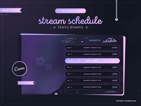 Starry Dreams Stream Schedule Template | Dark Purple | Streamer ...