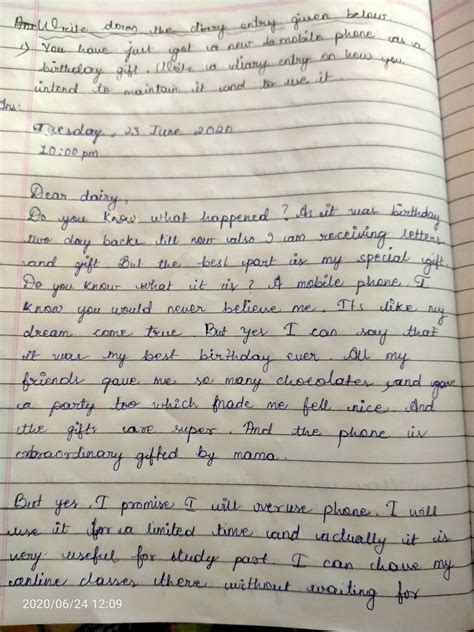 You have just got a new mobile phone as a birthday gift write a diary ...