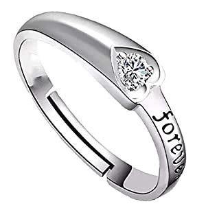 Mahi Rhodium Plated Forever Love Finger Ring with Solitaire Crystal ...