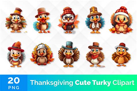 Thanksgiving Cute Turkey Clipart PNG Graphic by Creative Express ...