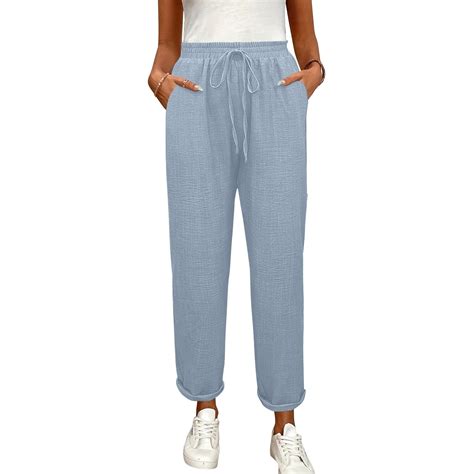 Tall Linen Pants Women Elastic Waist Straight Leg High Waisted ...