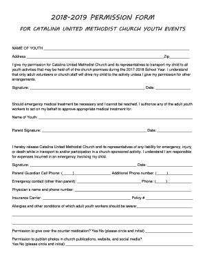 Fillable Online 2018-2019 PERMISSION FORM Fax Email Print - pdfFiller
