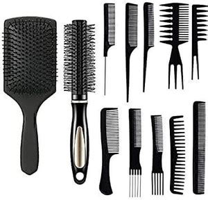 MKSL 12 Pieces Hair Brush Comb Set Paddle Hair Brush Detangling Brush ...