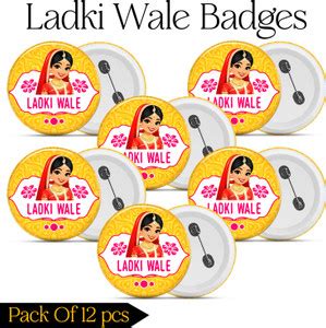 ZYOZI Yellow Ladki Wale Badge For Wedding-Wedding Party Badges For ...