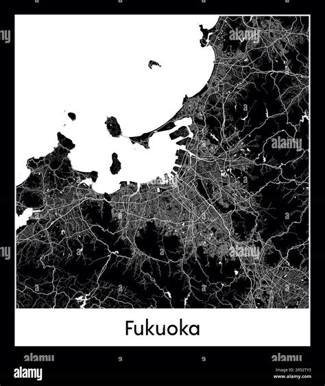 Minimal city map of Fukuoka (Japan AsiaMinimal city map of Fukuoka (Japan Asia Stock Vector ...
