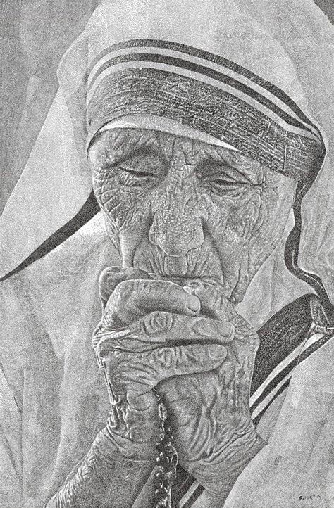 "Epitome Of Compassion": Steel Grey Pen Drawing by Surya Murthy ...