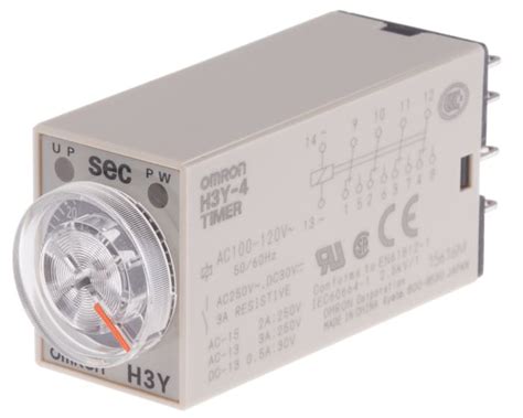 H3Y-4 100-120VAC 60S Omron | Omron H3Y-4 Series DIN Rail, Surface Mount ...
