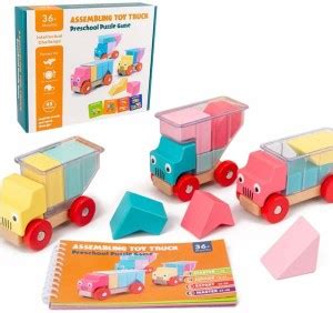 baybee Wooden Assembling Toy Truck Puzzle Building Blocks for Kids ...