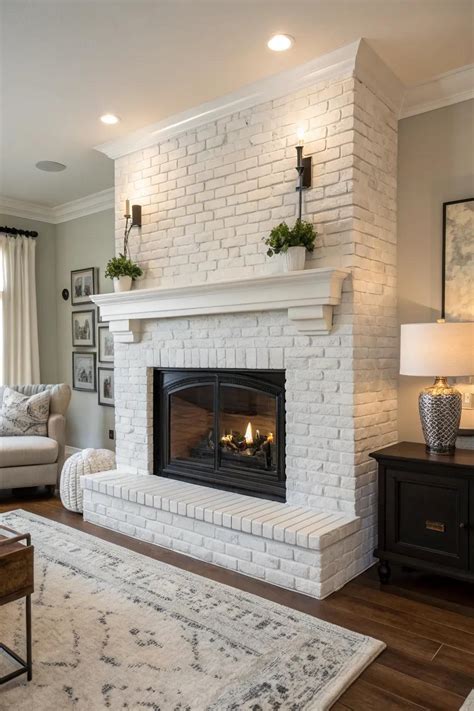 17+ Stunning Whitewash Brick Fireplace Ideas