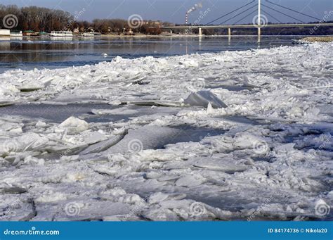 Ice Sheets Float on the River Danube Stock Photo - Image of scene, main ...
